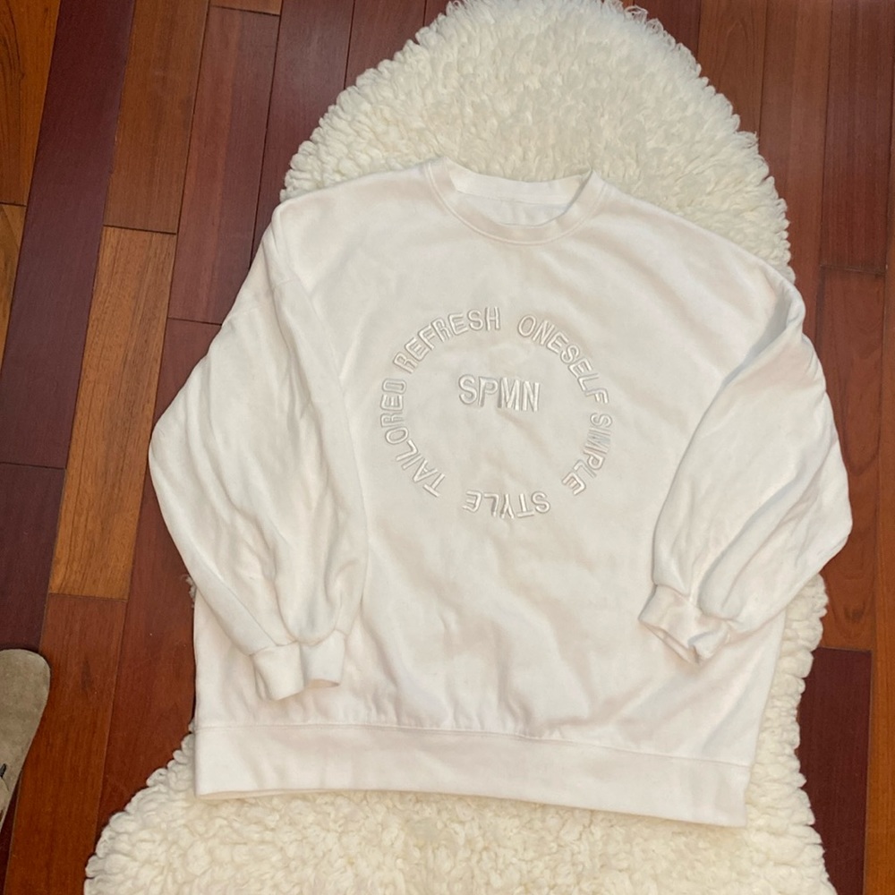 Long Sleeve White Sweatshirt One Size Fits All